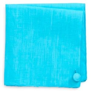 CLIFTON WILSON TURQUOISE LINEN POCKET SQUARE 12” NWOT